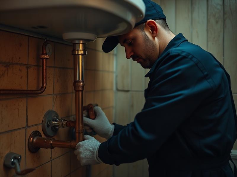 Plumbing technician at work